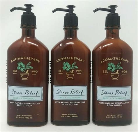 3 Bath And Body Works Stress Relief Sage Cedarwood Aromatherapy Lotion