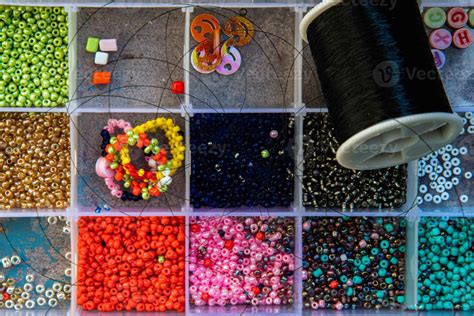 A creative set of various beautiful sewing handmade materials .beads ...