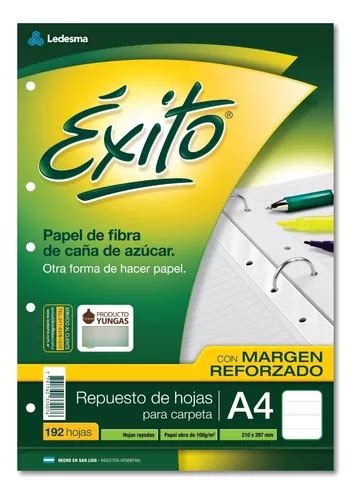 Éxito 48 Hojas Margen Reforzado Repuesto A4 X 48 Hojas Cuadriculadas