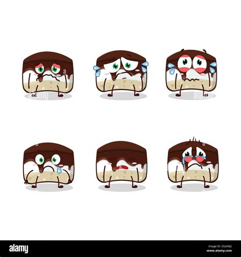 Chocolate Cake Cartoon Character With Sad Expression Vector