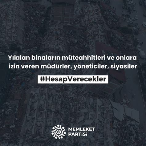 Memleket Partisi on Twitter Depremde yıkılan hasar alan yönetmeliğe