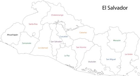 El Salvador Outline Map Set Territory Country Map Vector Territory