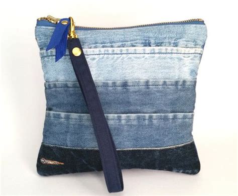 UPCYCLED Ombre Denim embrague Puños del dril de algodón reciclado