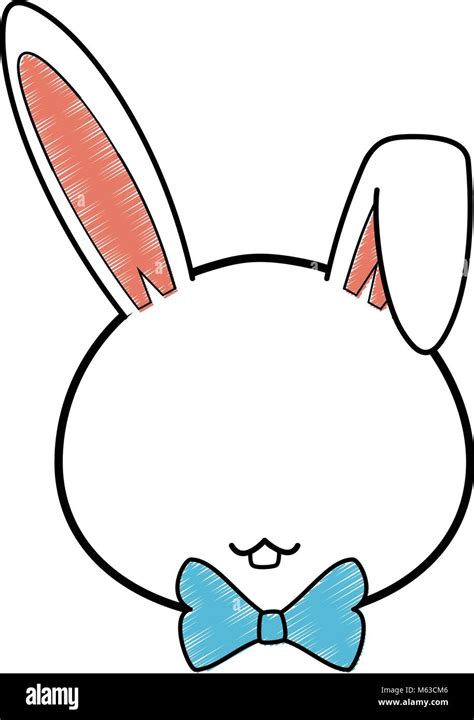 Cartoon Rabbit With Bow Tie Icon Over White Background Vector