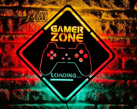 Gamer Zone Led Sign Gaming Room Decor Game Room Decor Game Etsy