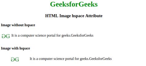 Html Hspace Attribute Geeksforgeeks