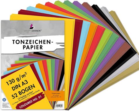 Marpajansen Tonpapier G A Bunt Blatt Farben Inkl