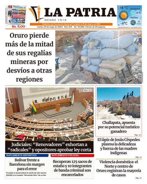 Edición La Patria Martes 23 de Mayo de 2023 Periódico La Patria