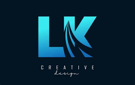 Creative Blue Letters LK L K Logo With Leading Lines And Road Concept