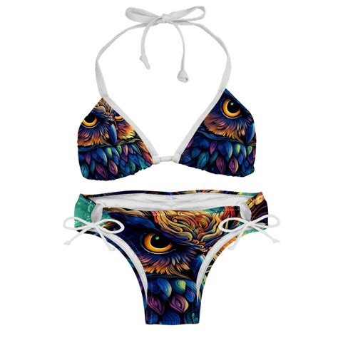 Owl Swim Suit Women Bikini Set Detachable Sponge Adjustable Strap Two