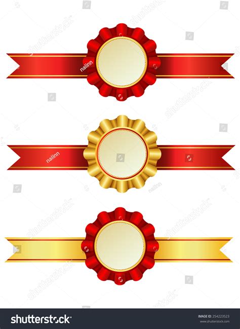 Set Award Ribbons Rosettes Stock Vector Royalty Free 254223523