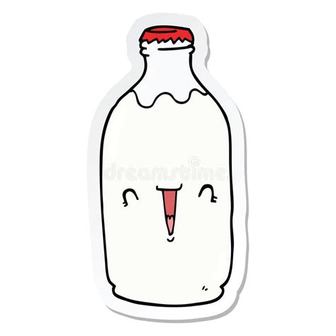 A Creative Sticker Of A Cute Cartoon Milk Bottle Stock Vector