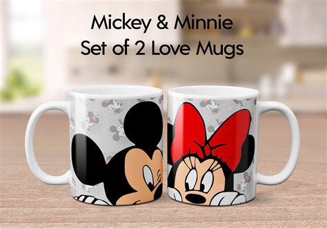 Mickey And Minnie Mouse Love Mugs Set Of 2 Ideal Couples Gift Etsy UK