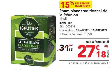 Promo Rhum Blanc Traditionnel De La R Union Chez Metro Icatalogue Fr