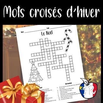 Mots Crois S De No L Christmas Crossword Fran Ais French Tpt