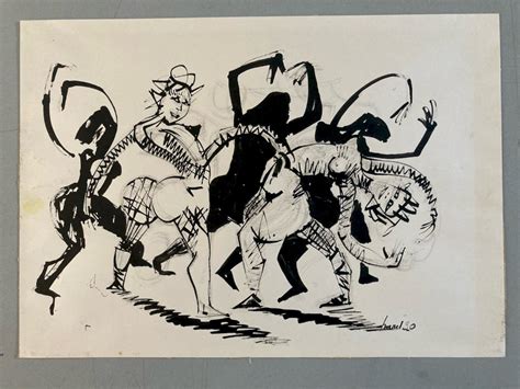 Drawing Wash Ink Naked Woman Dance Nude Erotic To Identify Punk