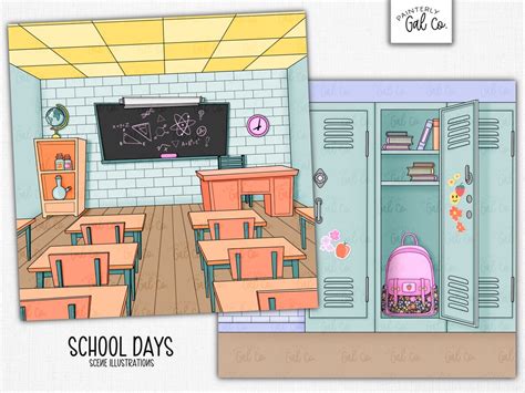 School Days Illustrations Clip Art Add On - Etsy