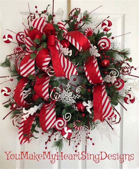 Red And White Evergreen Wreath Red And White Christmas Decor Front