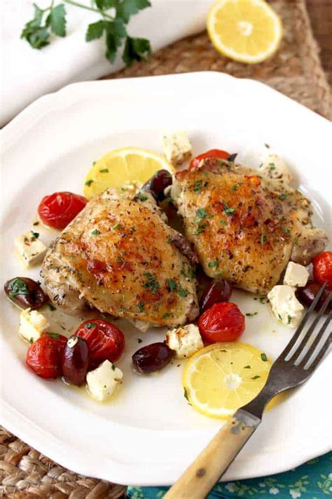 Greek Lemon Oven Roasted Chicken Thighs The Salty Marshmallow