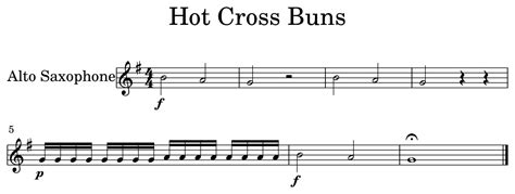 Hot Cross Buns Sheet Music For Alto Saxophone