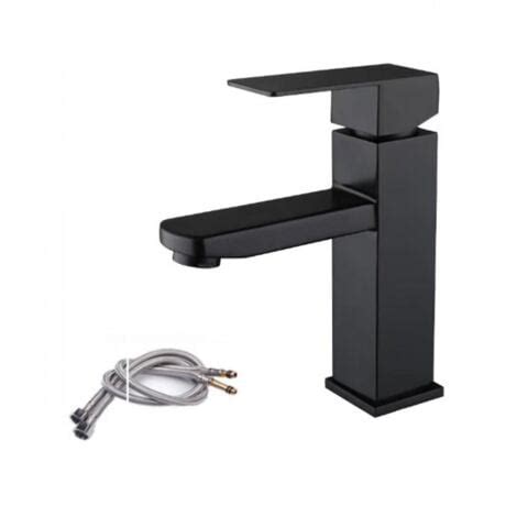 CCYKXA Black Stainless Steel Basin Mixer Tap Single Lever Hot And Cold Water With Hoses Included