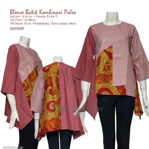 Model Baju Batik Kombinasi Kain Polos Untuk Wanita Terbaru BLS9939BT M