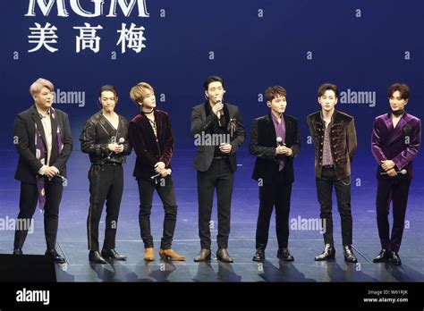 Members Of South Korean Boy Group Super Junior Attend The Mv Showcase