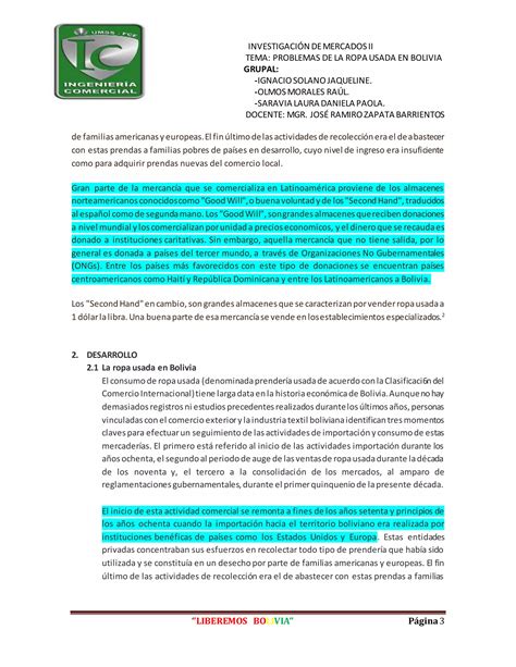 Problemas De La Ropa Usada En Bolivia Pdf