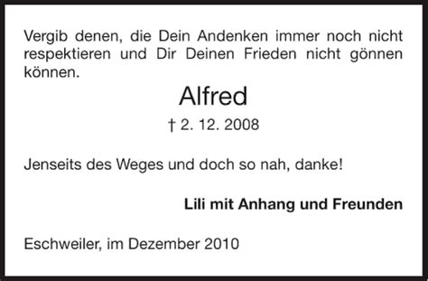 Traueranzeigen Von Alfred Aachen Gedenkt