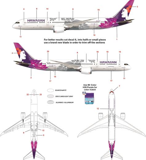 8aDecs Decals Catalogue HAWAIIAN BOEING 787 9 DECALSET