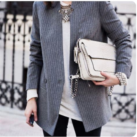 Zara Jackets And Coats Zara Grey Pinstripe Structured Blazer Poshmark