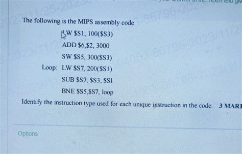 Solved The Following Is The Mips Assembly Code Ww S Chegg