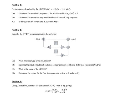 Solved Problem For The System Described By The Lccde Y N Chegg