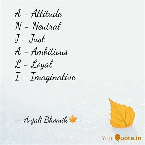 A - Attitude N - Neutral ... | Quotes & Writings by Anjali BHOMIK🍁 | YourQuote