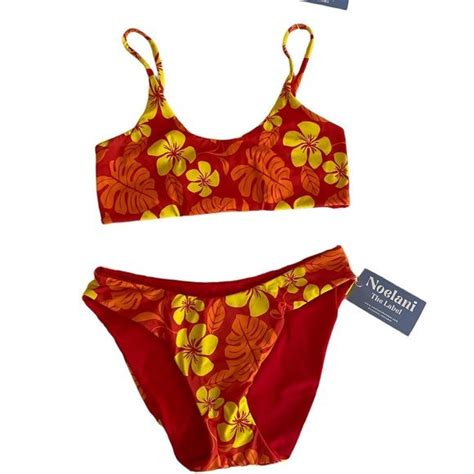 Noelani The Label Bespoke Reversible Hibiscus Hawaiian Print Bikini Medium In Bikinis