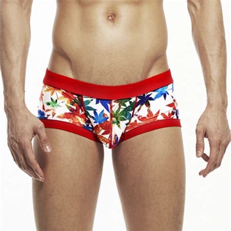 Seobean Homens Swimwear Nadar Tronco Boxers Nata O Sexy Vermelho Preto