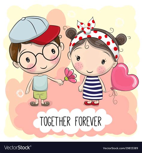 Cute cartoon boy and girl Royalty Free Vector Image