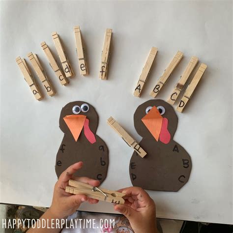 Turkey Clothespin Letters Fine Motor Activity Happy Toddler Playtime