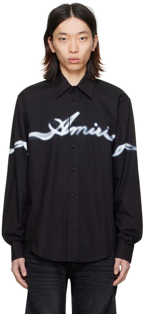 Chemise Noire Logo Modifi Amiri En Solde