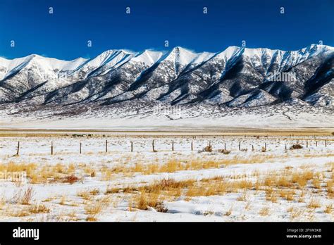 Snow Covered Sangre De Cristo Mountain Range San Luis Valley Central