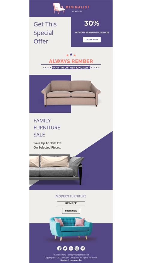 Martin Luther King Jr Day Furniture Sale Email Template Unlayer