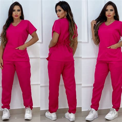 Pijama Hospitalar Cirúrgico Scrub Feminino Acinturado Varias Cores