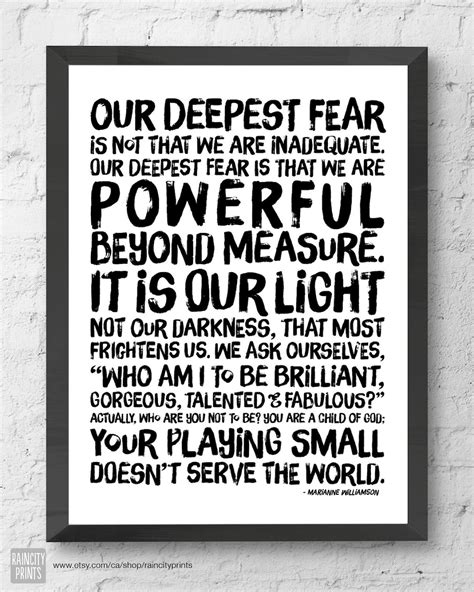 Inspirational Print Powerful Beyond Measure Marianne Williamson Nelson