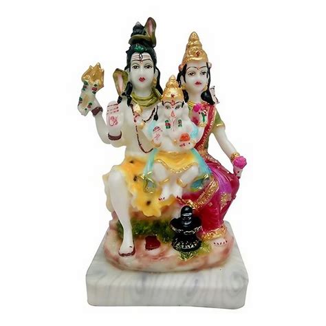 Marble Look Multicolor Lord Shiva Parivar Idol Statue Gift For Home At