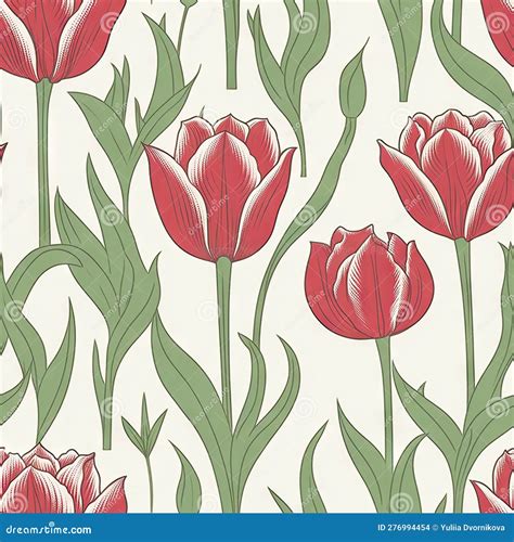 Tulip Flower Seamless Pattern Floral Seamless Background Stock