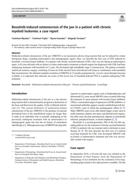 Bosutinib Induced Osteonecrosis Of The Jaw In A Patient With Chronic