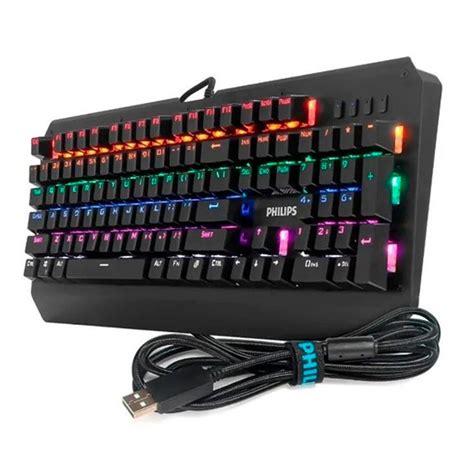 Teclado Gamer Philips Serie G400 SPK8413 Mecânico Luminoso LED rgb Cabo