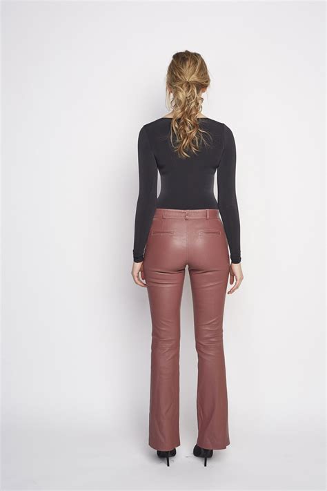 Brown Leather Flare Pants