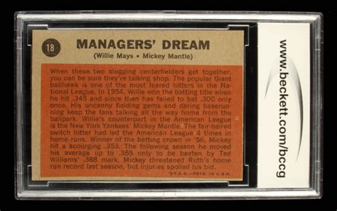 Mickey Mantle Willie Mays Topps Managers Dream Bccg