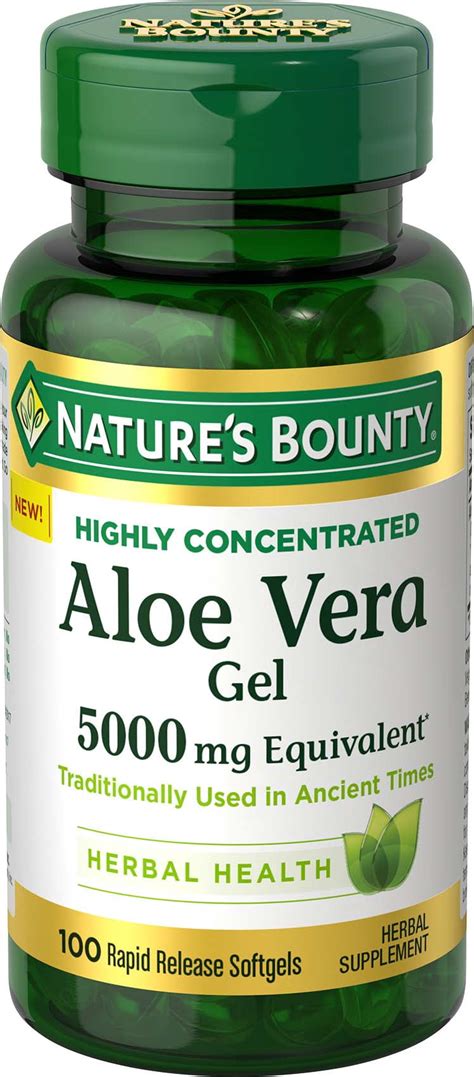 Natures Bounty Aloe Vera Gel Herbal Supplement 5 000 Mg Rapid